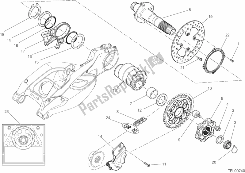 Todas as partes de Cubo, Roda Traseira do Ducati Multistrada 1200 ABS 2012